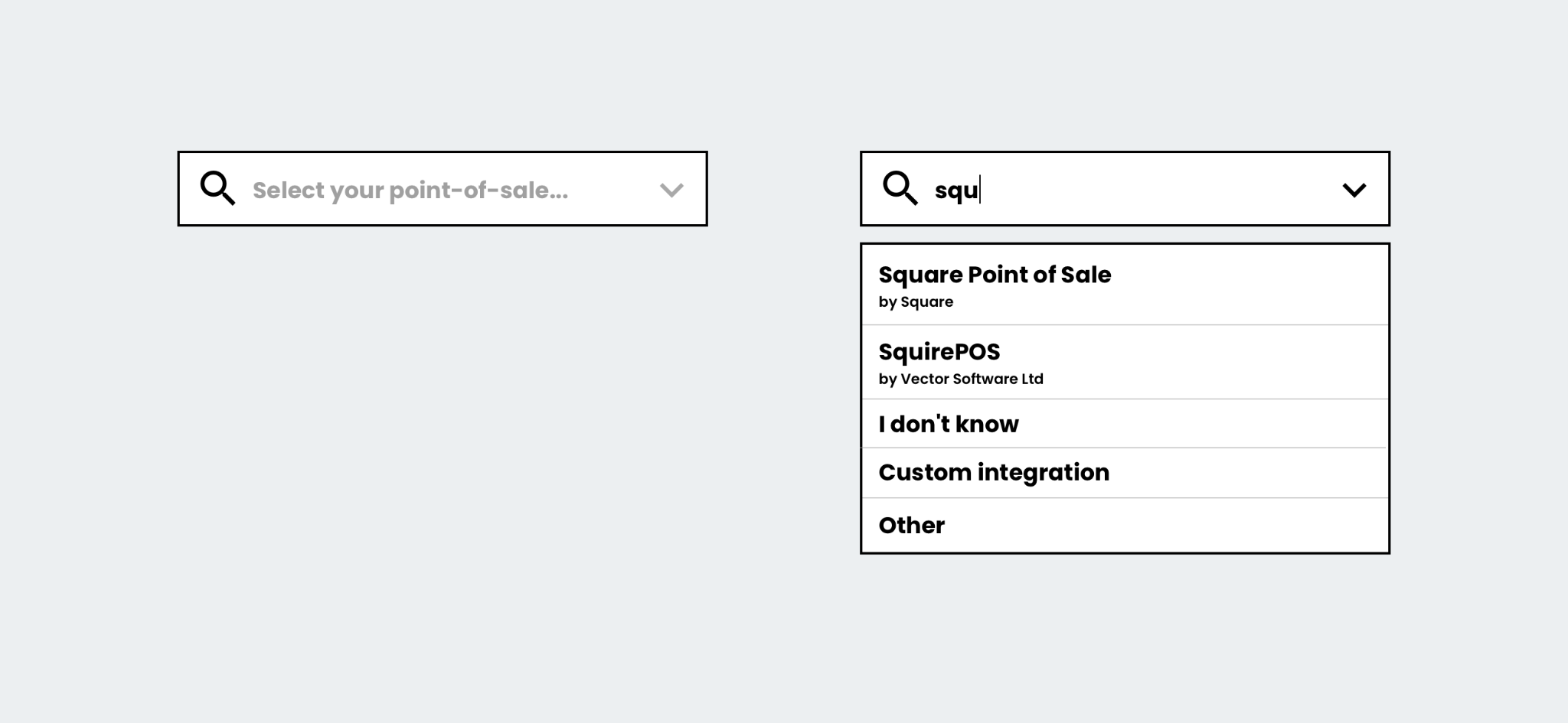 Example POS selection UI